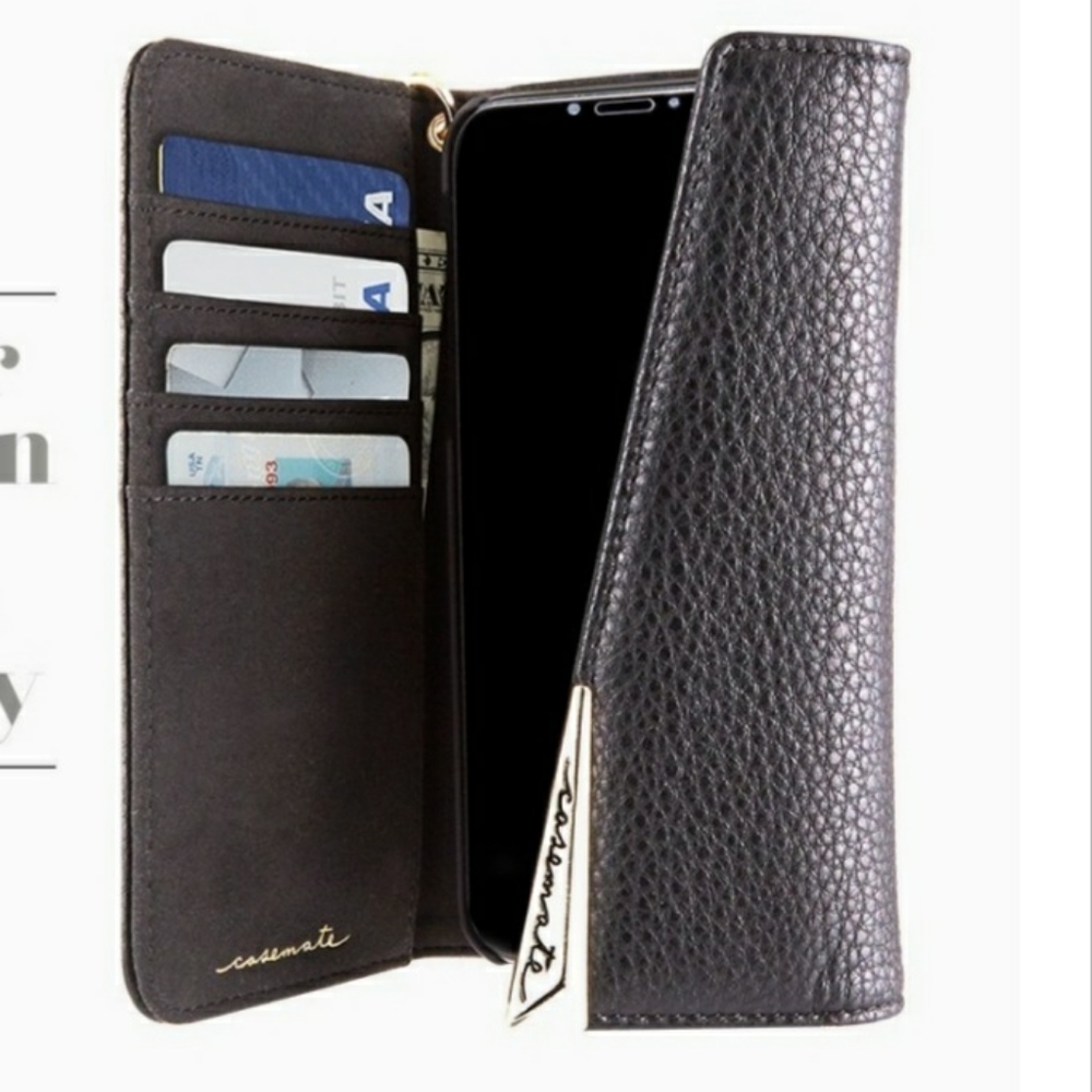 I PHONE X Leather Wristlet Phone Case